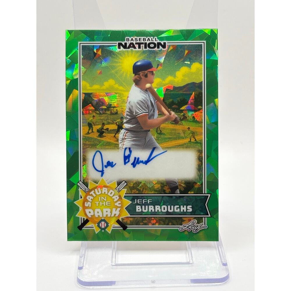 2025 Leaf Baseball Nation Jeff Burroughs Saturday Park Green Crystal Auto 2/5 SP